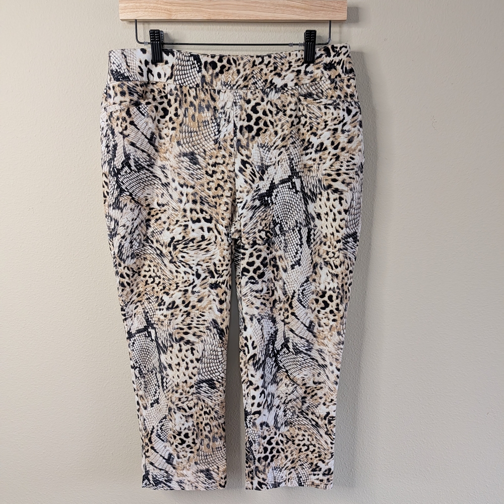 Chico's Women’s 1P Petite Animal‎ Print Cropped Pants US 8P Pull On